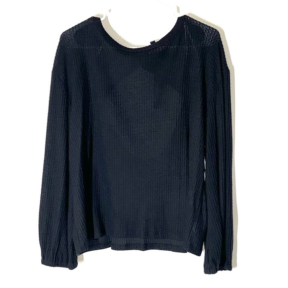 NEW Lulus Jack of All Trades Open Back Waffle Knit Black Top Size Medium - Picture 2 of 9